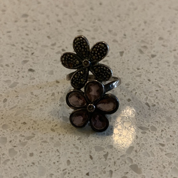 Sterling silver 925 ring with blue synthetic stone size 7 - Picture 2 of 4